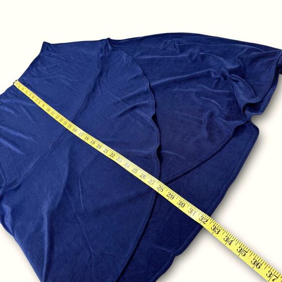Chico's Travelers Slinky Stretch Maxi Skirt Faux Wrap Pullon Size L/12 Dark Blue - Picture 9 of 11